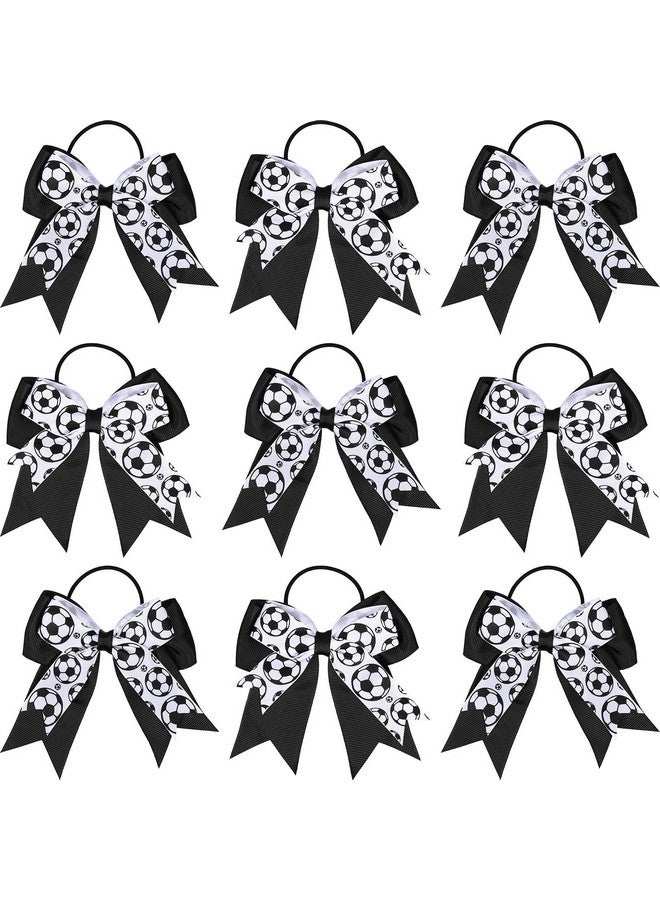 WILLBOND 10 Hair Accessories - Soccer Hair Bows, Elastic Ponytail Holders, and Sport Hair Ties for Girls Players and Teams (Black and White) - Image 1