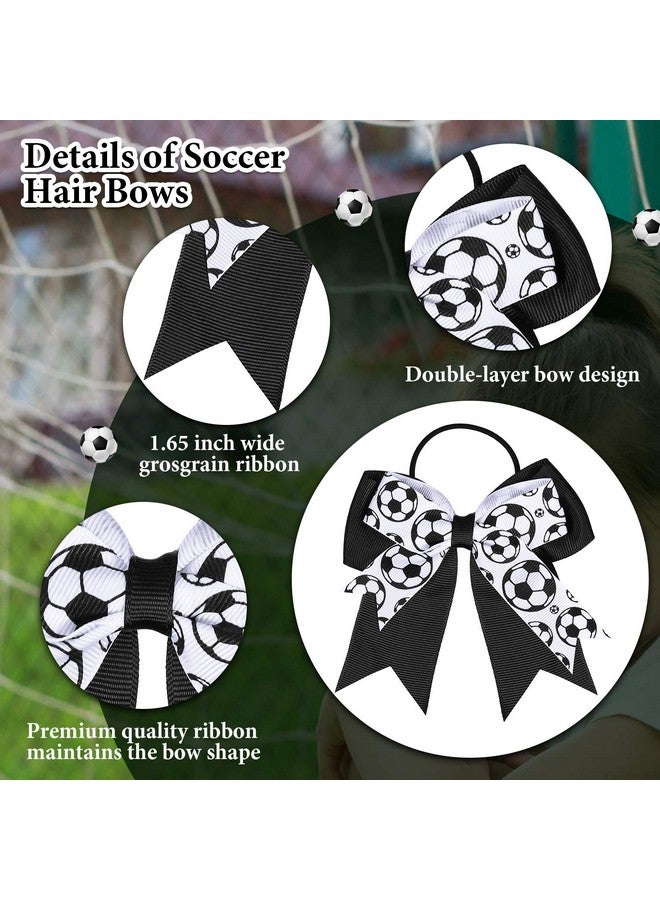 WILLBOND 10 Hair Accessories - Soccer Hair Bows, Elastic Ponytail Holders, and Sport Hair Ties for Girls Players and Teams (Black and White) - Image 3