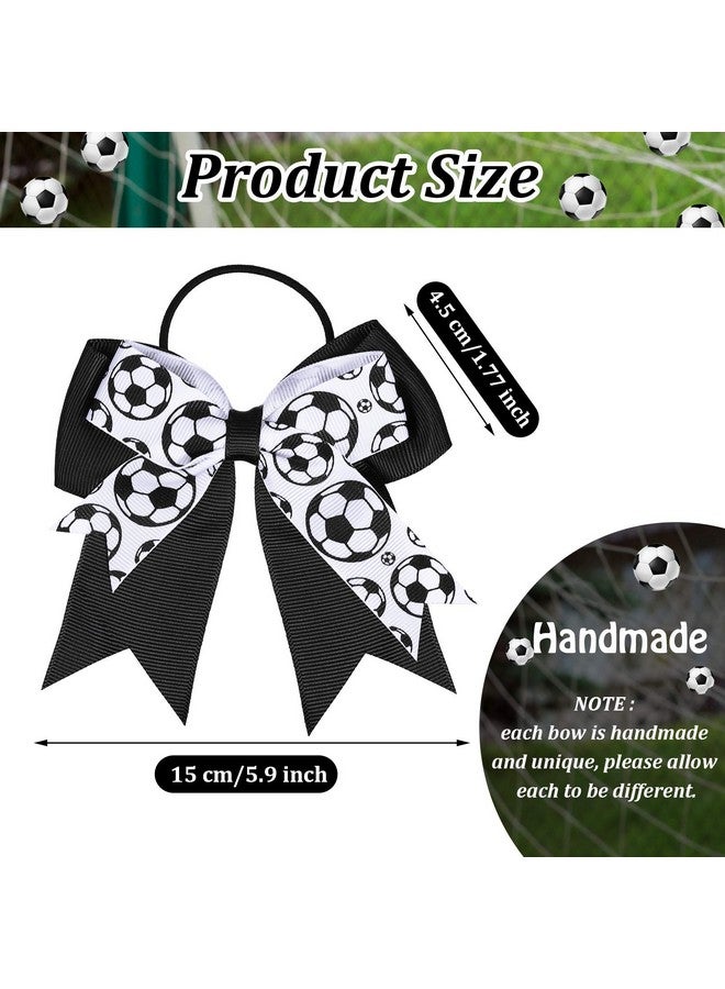 WILLBOND 10 Hair Accessories - Soccer Hair Bows, Elastic Ponytail Holders, and Sport Hair Ties for Girls Players and Teams (Black and White) - Image 2