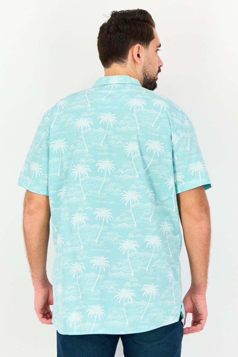 NAUTICA قميص رجالي بقصة كلاسيكية بطباعة شاملة بأكمام قصيرة، متعدد الألوان - Image 3