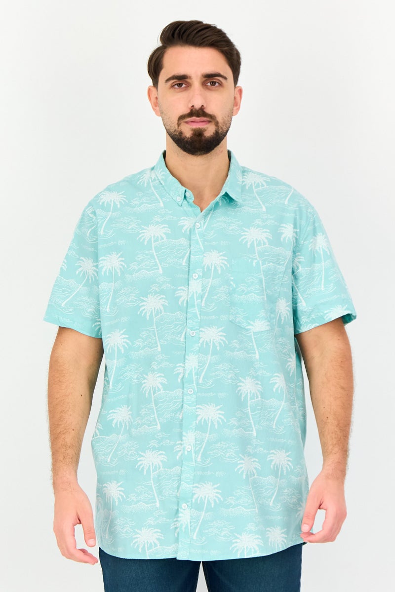 NAUTICA قميص رجالي بقصة كلاسيكية بطباعة شاملة بأكمام قصيرة، متعدد الألوان - Image 1