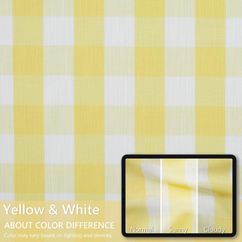 Amzdecor Buffalo Plaid Grommet Curtains 84 Inch Length, Semi-Sheer Gingham Check Farmhouse Rustic Drapes for Living Room Bedroom Cottage Checkered Window Treatment,2 Panels ï¼ˆ40" x 84",Yellow & Whiteï¼‰ - Image 5