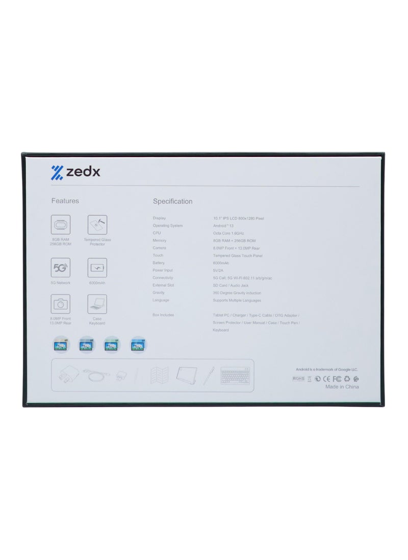 zedx - zee pad Z105 Pro 5G tab 10inch 8gb ram 256gb Rom case keyboard - Image 1