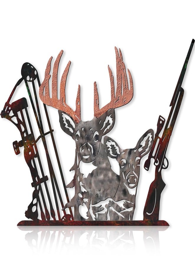 Tandefio Metal Deer Hunting Room Decor Deer Decor for Home Rustic Cabin Wall Art Cabin Wildlife Hunting Wall Decoration Christmas Fathers Day Hunter Gift(Rust Color) - Image 1
