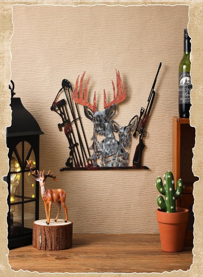 Tandefio Metal Deer Hunting Room Decor Deer Decor for Home Rustic Cabin Wall Art Cabin Wildlife Hunting Wall Decoration Christmas Fathers Day Hunter Gift(Rust Color) - Image 2
