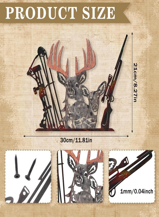 Tandefio Metal Deer Hunting Room Decor Deer Decor for Home Rustic Cabin Wall Art Cabin Wildlife Hunting Wall Decoration Christmas Fathers Day Hunter Gift(Rust Color) - Image 3