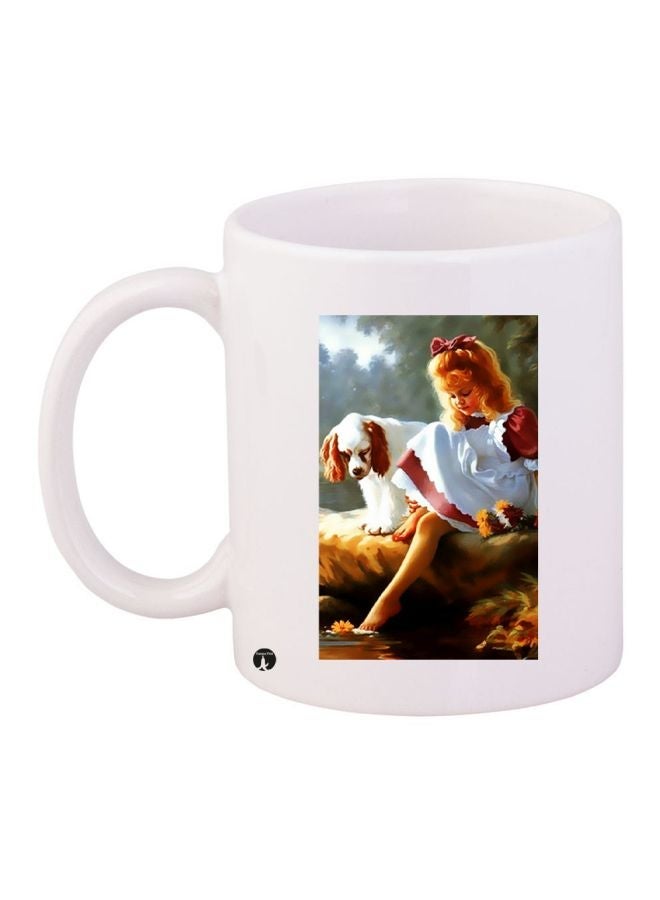 RYN Girl Printed Coffee Mug White/Green/Brown 11ounce