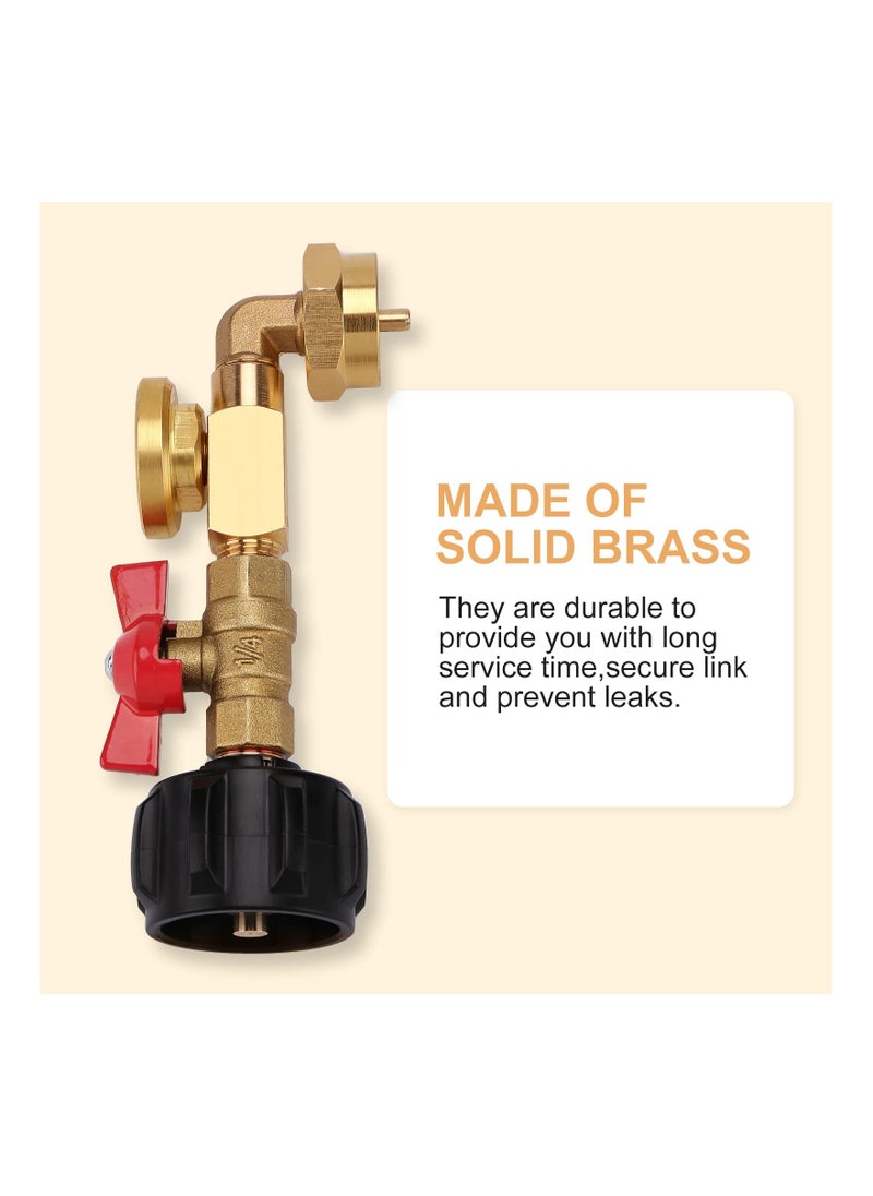 1LB to 20LB Propane Adapter with QCC1 Refill Elbow, Gauge, and ON-OFF Control Valve for Convenient Propane Refilling and Usage.