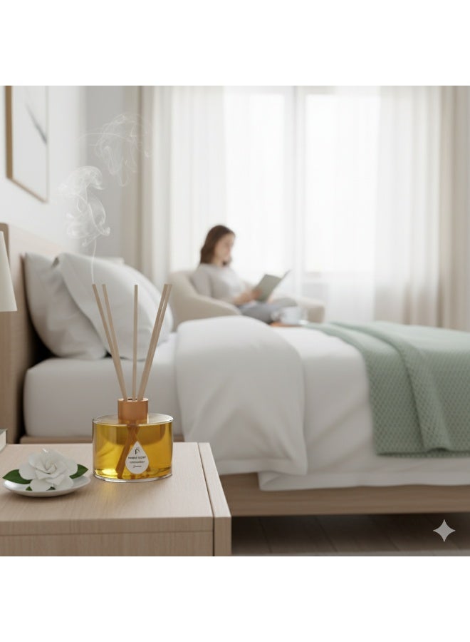 PURELY SCENT Gardenia Reed Diffuser – 150ML Luxury Scented Oil Diffuser – Long Lasting Home Fragrance with Essential Oils – Sparkling Champagne Citrus Diffuser – Elegant Decor & Gift Idea - Image 3