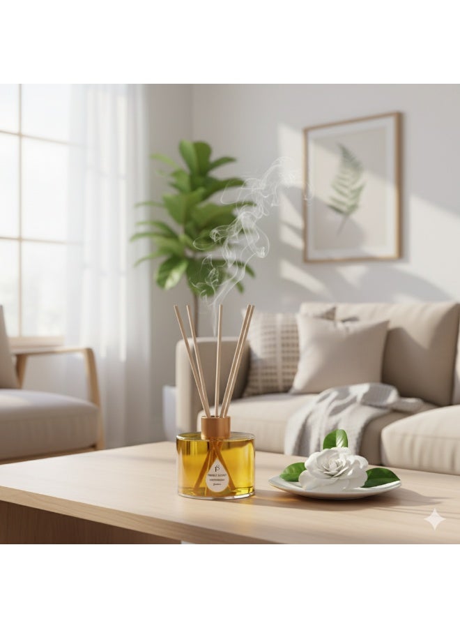 PURELY SCENT Gardenia Reed Diffuser – 150ML Luxury Scented Oil Diffuser – Long Lasting Home Fragrance with Essential Oils – Sparkling Champagne Citrus Diffuser – Elegant Decor & Gift Idea - Image 4