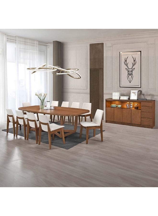 DANUBE HOME Artilla 1 + 10 Wooden Dining Set - Walnut / Beige - Image 1
