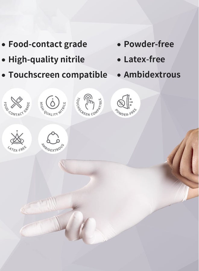 Disposable Nitrile Gloves, Latex-Free, Fully Textured, Extra Thick & Strong, Food Safe for Cooking, Tattooing, Painting, Automotive & Mechanics, Large Size (White) - Image 4