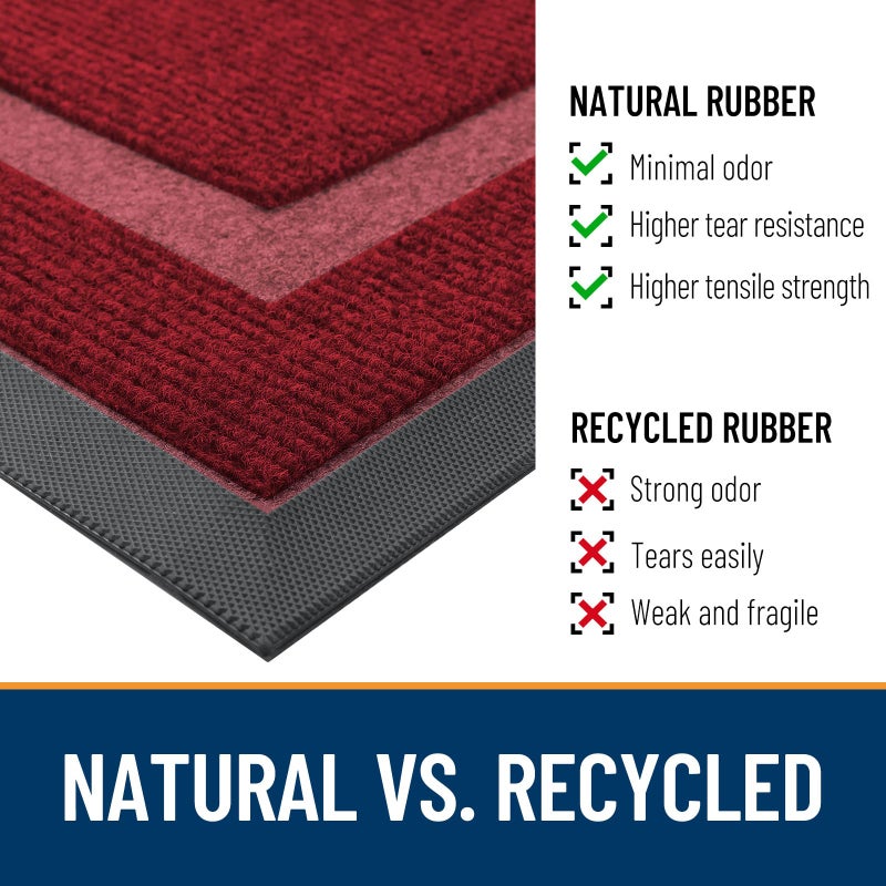 OLANLY Front Door Mat Indoor Outdoor Entrance, Waterproof All-Season, All-Weather Doormat, Sturdy Natural Rubber, Fade Resistant, Low Profile, Easy Clean Patio Porch Entryway Mat, 29.5x17, Wine Red - Image 5
