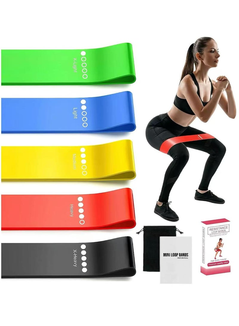 مجموعة أشرطة المقاومة، 5 قطع متنوعة بقوة مختلفة لتدريب القوة، أشرطة تمدد وتمرين مقاومة، للياقة البدنية واليوغا في الصالة الرياضية، مناسبة لذراعيك وساقيك ووراكك. - Image 2