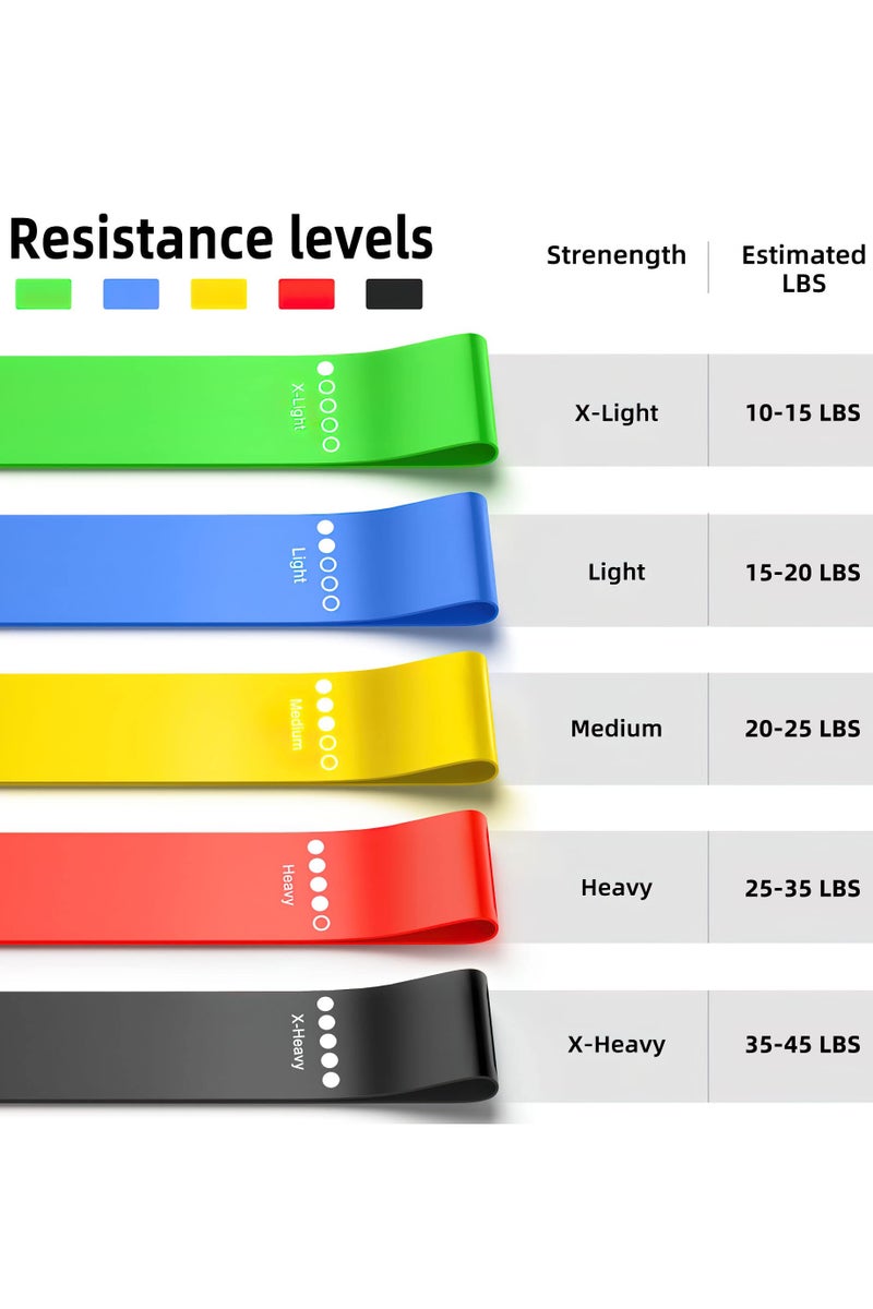 مجموعة أشرطة المقاومة، 5 قطع متنوعة بقوة مختلفة لتدريب القوة، أشرطة تمدد وتمرين مقاومة، للياقة البدنية واليوغا في الصالة الرياضية، مناسبة لذراعيك وساقيك ووراكك. - Image 3