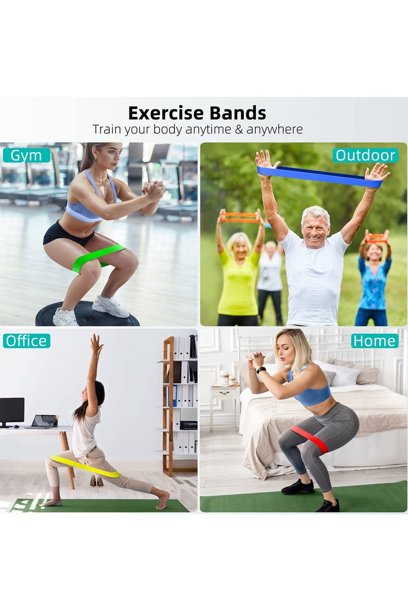 مجموعة أشرطة المقاومة، 5 قطع متنوعة بقوة مختلفة لتدريب القوة، أشرطة تمدد وتمرين مقاومة، للياقة البدنية واليوغا في الصالة الرياضية، مناسبة لذراعيك وساقيك ووراكك. - Image 4