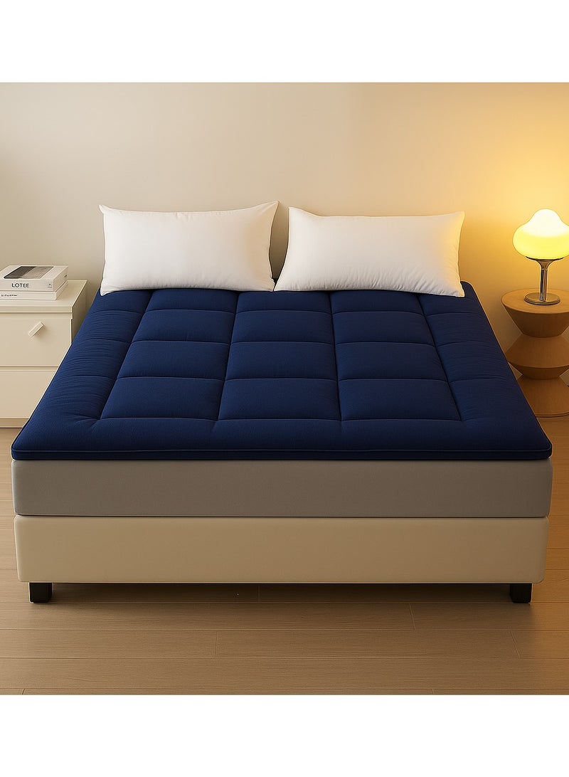 MAXQON Mattress Topper 6CM Thickness  Quilted Microfiber 600gsm, King/Queen/Double/Single Sizes, Color Blue  - Image 1