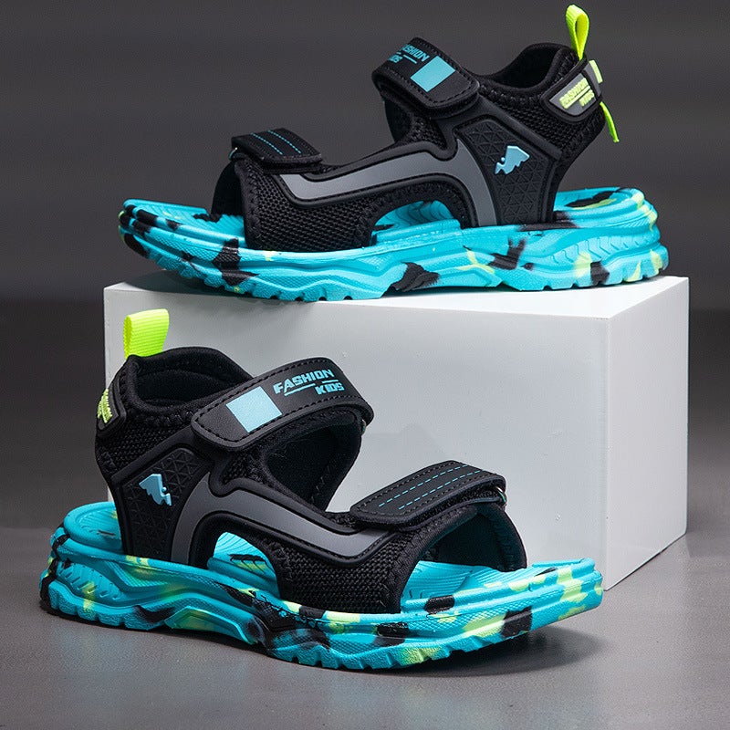 Boys Sandals Korean Fashionable Students Soft Sole Thick Bottom Non-Slip Waterproof Lightweight Girls' Trendy Beach Shoes - Image 1