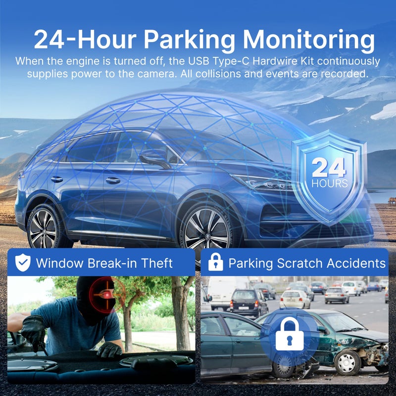 Miofive USB Type-C Hardwire Kit Only for Miofive S1 & Mini Series and Mirror 1 Dash Cam, Activate Parking Mode and Low Voltage Protection, 11.5 ft / 350 cm (Need Purchase Separately) - Image 2