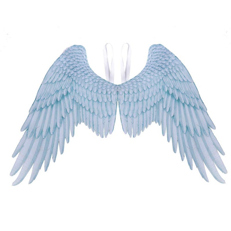 Himine NonWoven Fabric Festive Party Angel Wings Suitable for Men and Women Decorative Wings WhiteBlue - Image 2