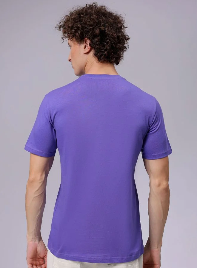 شركة المرآب الهندية Men Slim Fit Placement Print Round Neck Tshirt
