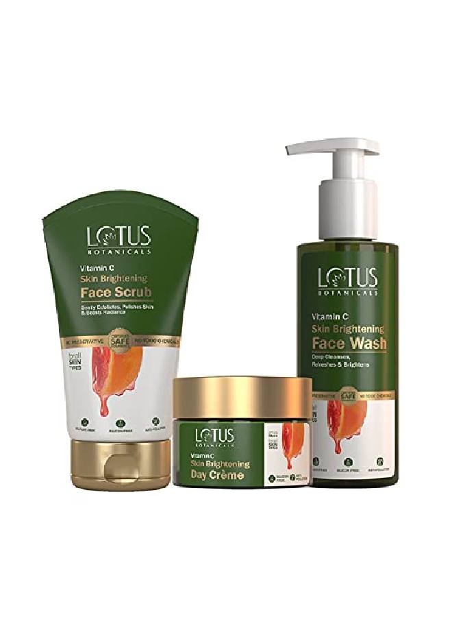 LOTUS BOTANICALS Botanicals Wash & Glow Combo | Vitamin C | Face Wash | Face Scrub | Brightening Day Cream Moisturiser | 3 Product Combo  - Image 1
