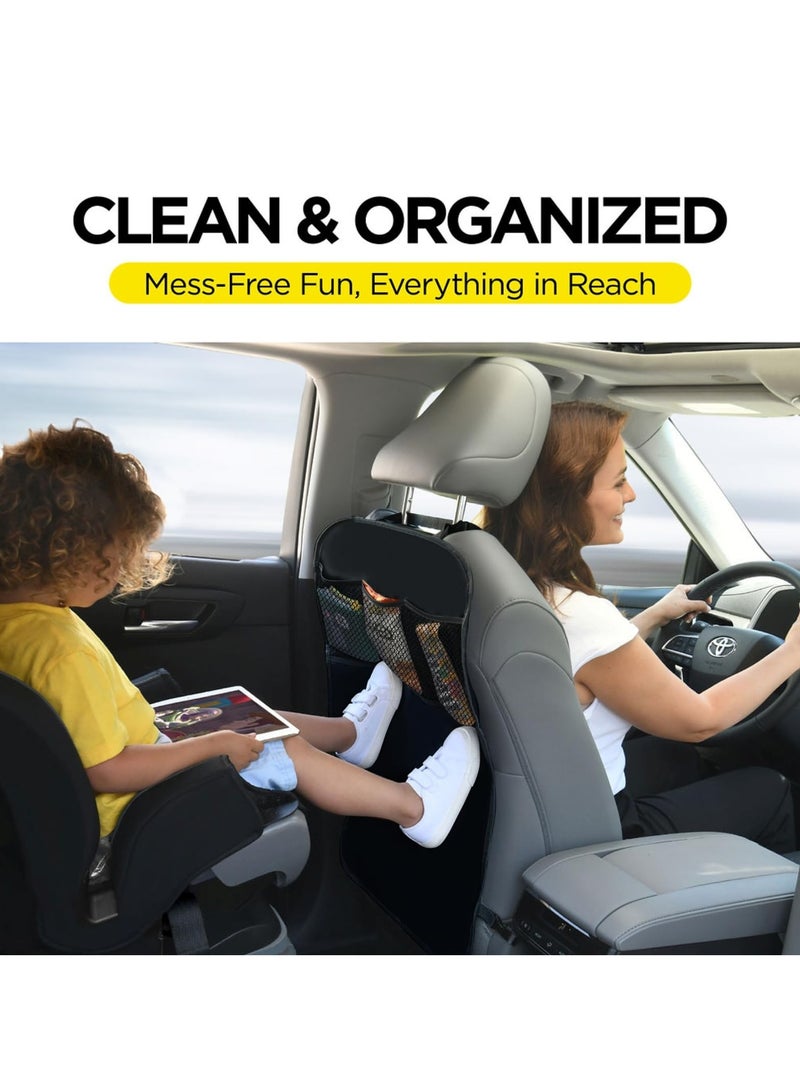 Back Seat Cover For Kids + 3 Pocket Storage Organizer, 2 Pack XL Waterproof Kick Mats Backseat Protector, Car Seat Back Protectors For Vehicles To Protect From Dirt, Mud  Scratches - Image 4