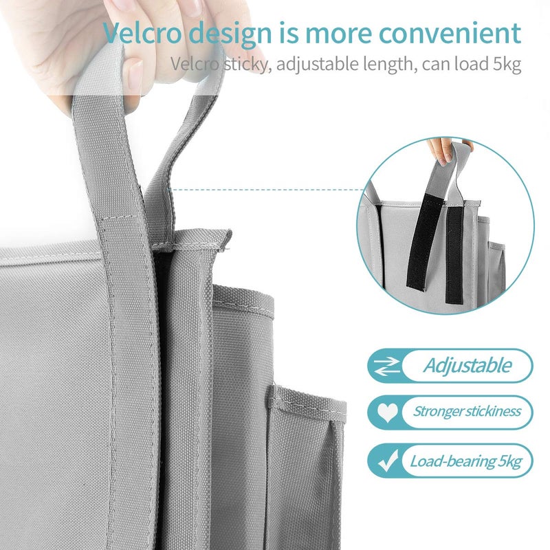 Bseash Bunk Bed Organizer, Bedside Caddy Hanging Bed Organizer Storage Bag 8 Pockets, for College Dorm Rooms Bed, Hospital Bed, Baby Bed Rails, 600D Oxford Cloth (Gray) - Image 3