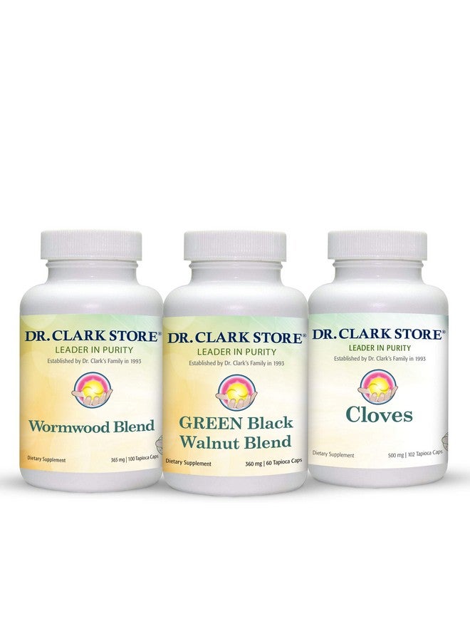 Dr Clark Store Dr. Clark Store Intestine Support & Cleanse Kit - with Freeze-Dried Green Black Walnut Hulls, Wormwood, and Cloves-Helps Maintain Optimum Intestinal Function - Vegetarian Capsules - Image 1