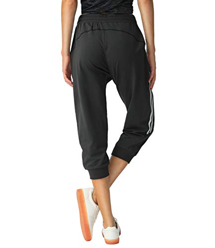 SPECIALMAGIC Women's Capri Pants Cropped Joggers with Pockets Elastic Waist Drawstring Capri Sweatpants Black X-Large - Image 4