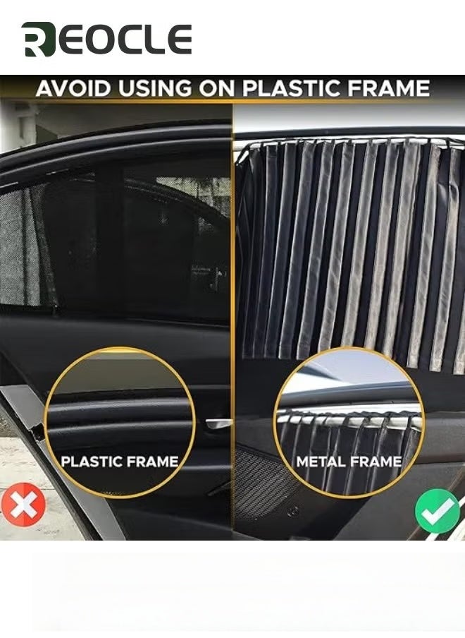 REOCLE Car Side Window Sun Shades Window Sunshades Privacy Curtains Black Blinds Car Blackout Curtains Universal Fit For Camping Sleeping Nap Baby Kids Changing Clothes Suitable for Most Of Cars 4 Pcs - Image 4