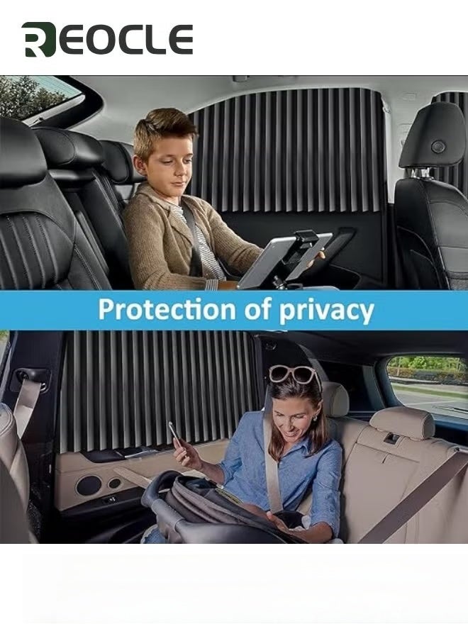 REOCLE Car Side Window Sun Shades Window Sunshades Privacy Curtains Black Blinds Car Blackout Curtains Universal Fit For Camping Sleeping Nap Baby Kids Changing Clothes Suitable for Most Of Cars 4 Pcs - Image 5