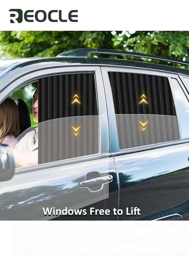 REOCLE Car Side Window Sun Shades Window Sunshades Privacy Curtains Black Blinds Car Blackout Curtains Universal Fit For Camping Sleeping Nap Baby Kids Changing Clothes Suitable for Most Of Cars 4 Pcs - Image 3