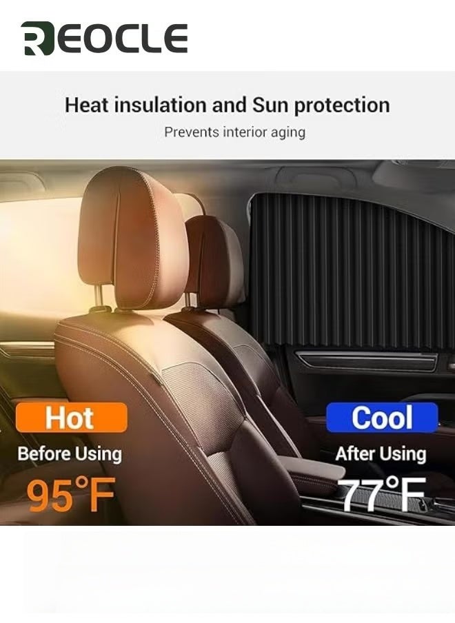 REOCLE Car Side Window Sun Shades Window Sunshades Privacy Curtains Black Blinds Car Blackout Curtains Universal Fit For Camping Sleeping Nap Baby Kids Changing Clothes Suitable for Most Of Cars 4 Pcs - Image 2
