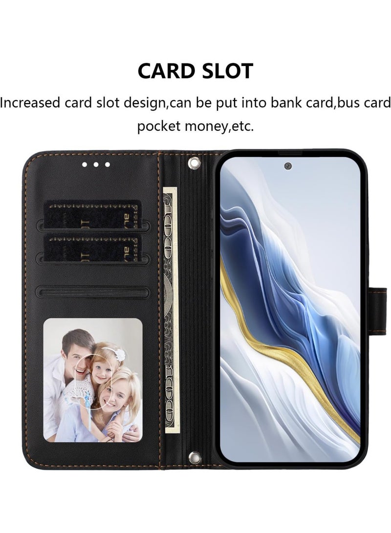 Adando Case Compatible with Honor 600/Honor 600 Pro 5G Cover with hand rope,Leather Flip Phone Case with 4 Card Slots.Magnetic Closure.Anti slip and fall (Black) - Image 3