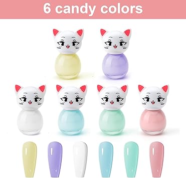 DAWRIS 6 Colors Nail Polish Sets for Girls Kids Nail Polish Kit WaterBased Peel Off Children NonToxic Baby Pink Blue Nail Varnish Sets Kids Makeup Set - Image 2