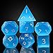 UDIXI Gemstone DND Dice Set 7PCS Stone DD Polyhedral Dice Set for RPG Tabletop Games Blue Cats Eye - Image 4