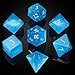 UDIXI Gemstone DND Dice Set 7PCS Stone DD Polyhedral Dice Set for RPG Tabletop Games Blue Cats Eye - Image 2