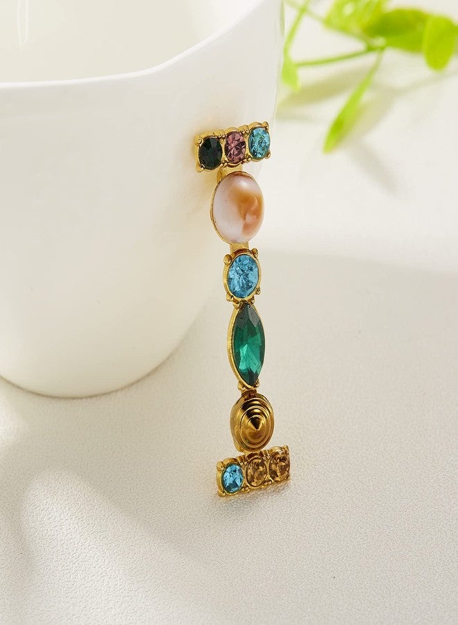 RINHOO Crystal Pearl Initial Brooch Gold Plated Enamel Colorful Letter Alphabet Breastpin Pin Jewelry for GIFTS (Gold I) - Image 2