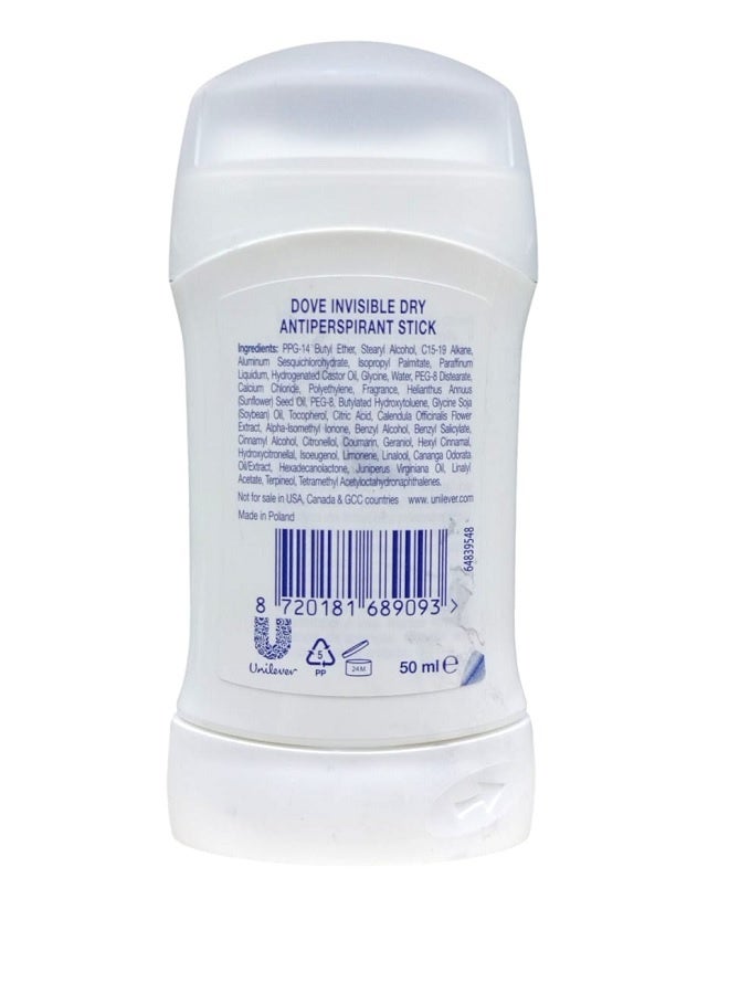 Dove Deodorant Stick invisible dry white freesia scent 50ml - Image 2