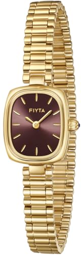 FIYTA ساعات FIYTA الذهبية للنساء ساعات معصم عتيقة للسيدات ساعة ذهبية صغيرة من الفولاذ المقاوم للصدأ مع أدوات إزالة الروابط وعلبة هدايا للنساء والأحباء - Image 1