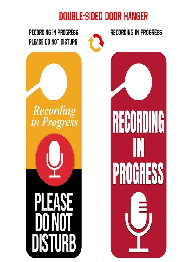 CARGEN 2 x Do Not Disturb Door Hanger Sign,Recording in Progress Double Sided Do Not Disturb Door Hanger Sign,Recording in Progress Microphone for Offices Clinics Home Therapists Dorm Online Class Meeting - Image 5