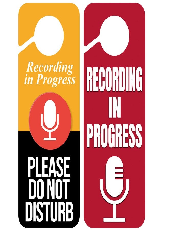 CARGEN 2 x Do Not Disturb Door Hanger Sign,Recording in Progress Double Sided Do Not Disturb Door Hanger Sign,Recording in Progress Microphone for Offices Clinics Home Therapists Dorm Online Class Meeting - Image 1