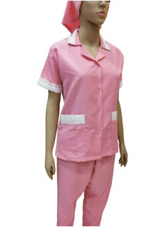 Rannah's Uniform Maid Uniform with Buttons Top and Pants Pink Domestic Helper Uniform  - Image 2