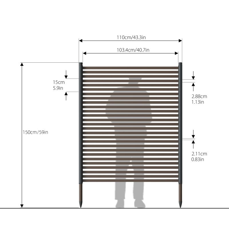 RUCOIN Outdoor Privacy Screens - Length: 43in, Height: 59in, Fence Privacy Screen, Freestanding Horizontal Fence, Metal Material, Anti-Corrosion and Weatherproof, Suitable for Outdoor Garden Courtyard - Image 4