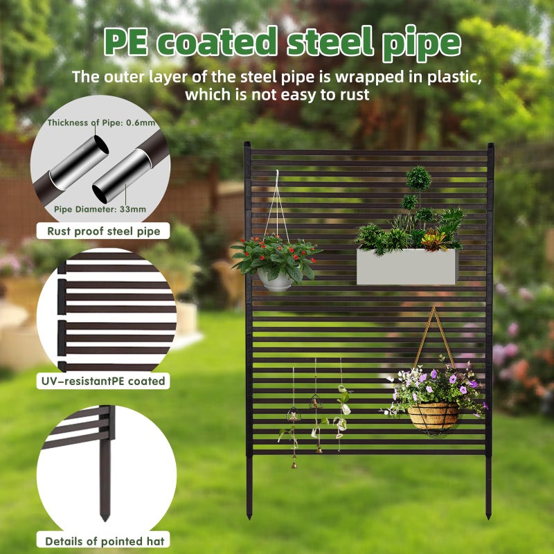 RUCOIN Outdoor Privacy Screens - Length: 43in, Height: 59in, Fence Privacy Screen, Freestanding Horizontal Fence, Metal Material, Anti-Corrosion and Weatherproof, Suitable for Outdoor Garden Courtyard - Image 3