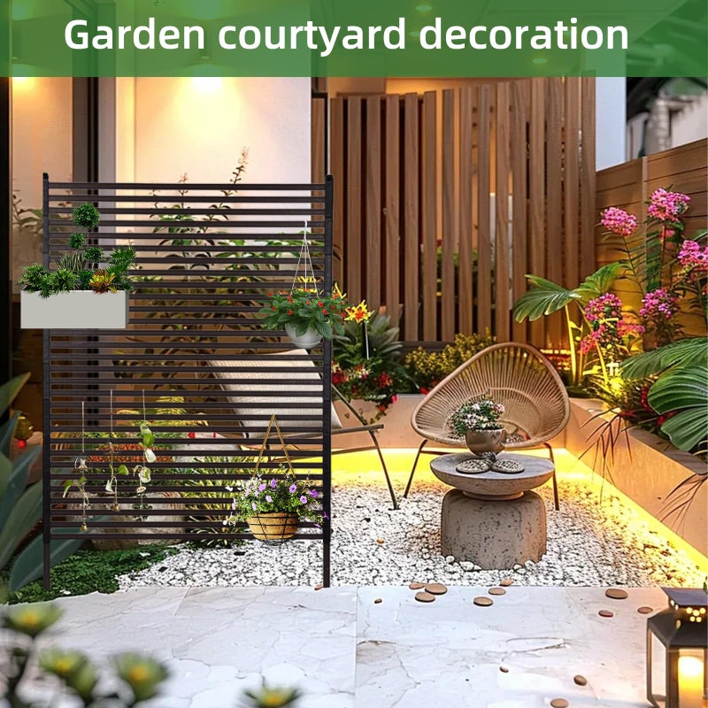 RUCOIN Outdoor Privacy Screens - Length: 43in, Height: 59in, Fence Privacy Screen, Freestanding Horizontal Fence, Metal Material, Anti-Corrosion and Weatherproof, Suitable for Outdoor Garden Courtyard - Image 5