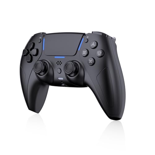 JDDWIN LED Wireless Gaming Controller for PS5/PC/Android/IOS/MAC/Steam Deck,Hall Effect Joystick, Bluetooth, 3.5mm Audio Jack, Dual Vibration, 6-Axis Motion Contro Gamepad with Speaker (Black)