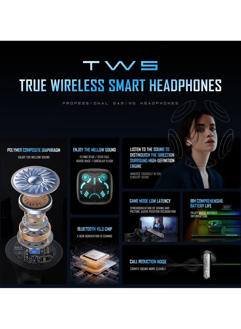 بيوينتي سماعات أذن لاسلكية للألعاب بتأثير Marquee وبلوتوث 5.3 ووقت تشغيل طويل - Image 4