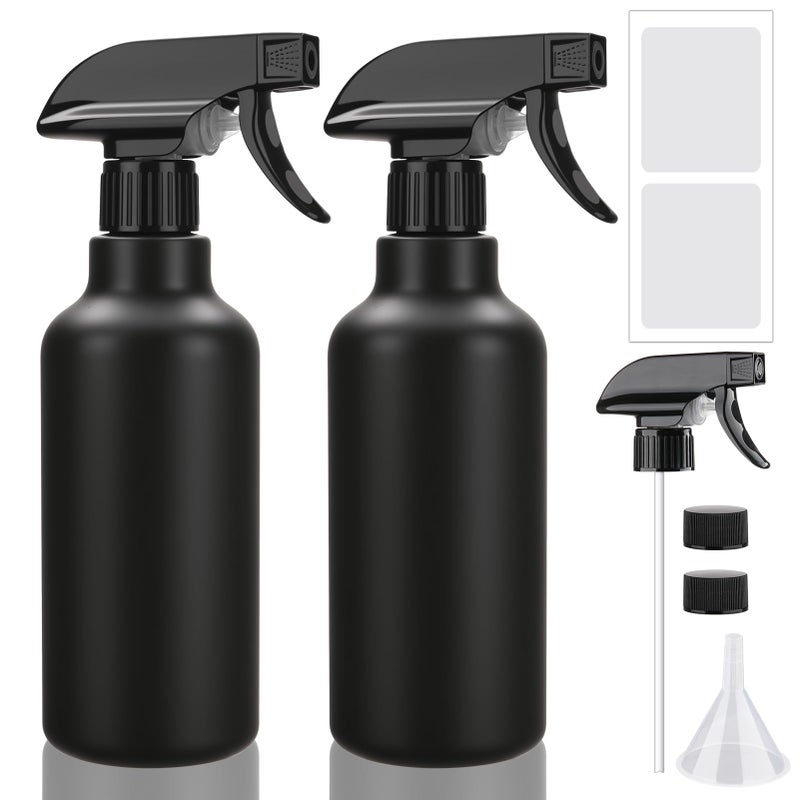 Hethyo Spray Bottles 16.9Oz/500Ml Plastic Empty Spray Bottle For Hair Mist/Stream Spraying Heavy Duty Water Spray Bottles For Cleaning Solutions  Plants 2 Pack (Black) - Image 1